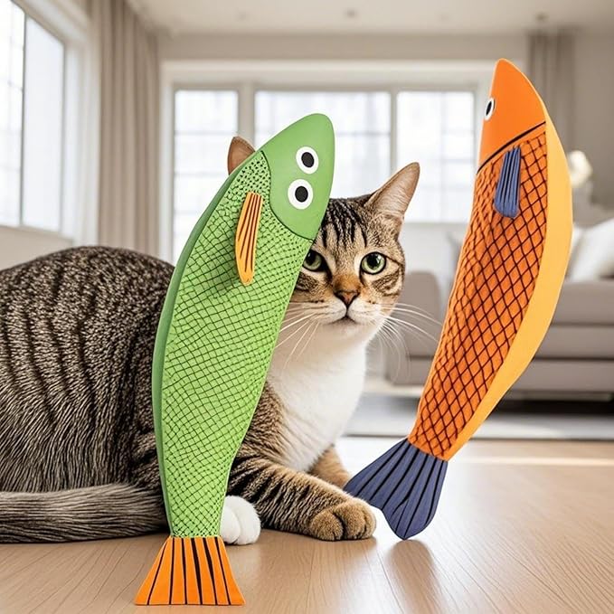 Cat Toys for Bored Indoor Adult Cats - Catnip Toys for Mental Stimulation, Interactive & Durable Kicker Toys for Solo Play, Best for Lazy or Senior Cats(Green-Mewly Pet