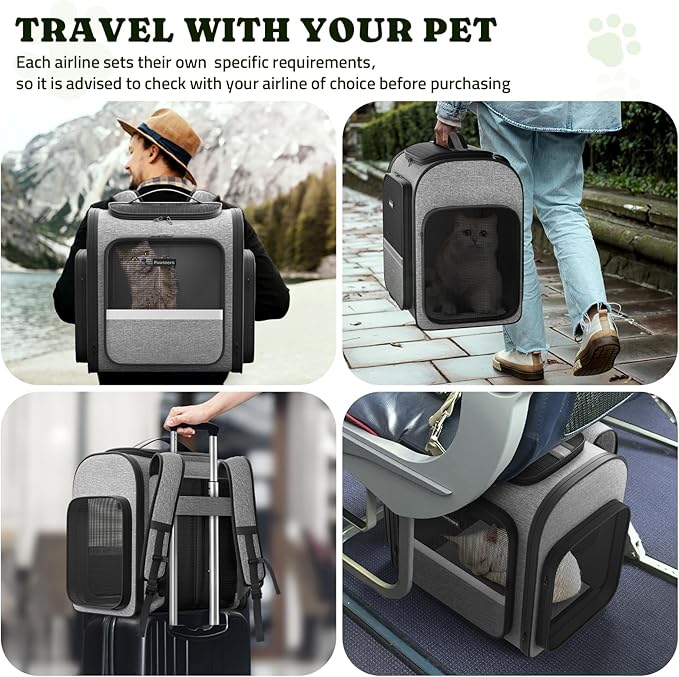 Pawtners Dog Backpack Carrier Large Pet Carrier Backpack for Kitten Small Dogs Puppies & Large Cats Up to 18 Lbs, Breathable Dog Backpack with Anti-Scratch Mesh, Ventilated Design, Perfect for Travel-Mewly Pet