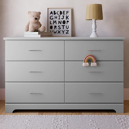 Storkcraft Brookside 6-Drawer Dresser (Pebble Gray) – GREENGUARD Gold Certified, Gray Dresser for Bedroom, Kids & Nursery Storage Chest, Safety Interlocking Drawers, Pre-Installed Tracks, Kids Chest