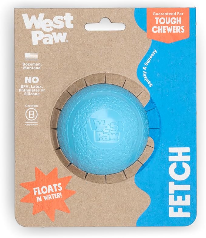 WEST PAW Boundr Ball Dog Fetch Toy – Bouncing Toys for Dogs, Fetch, Catch, Chewing, Play – Floatable, Recyclable Balls – Small Aqua Blue/Dandelion Yellow 2-Pack-Mewly Pet