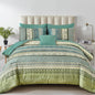Cottolester Boho Queen Comforter Set 8 Pieces,Green Bohemian Comforter Paisley Striped Bed in A Bag,Soft Microfiber Bedding Set for All Season