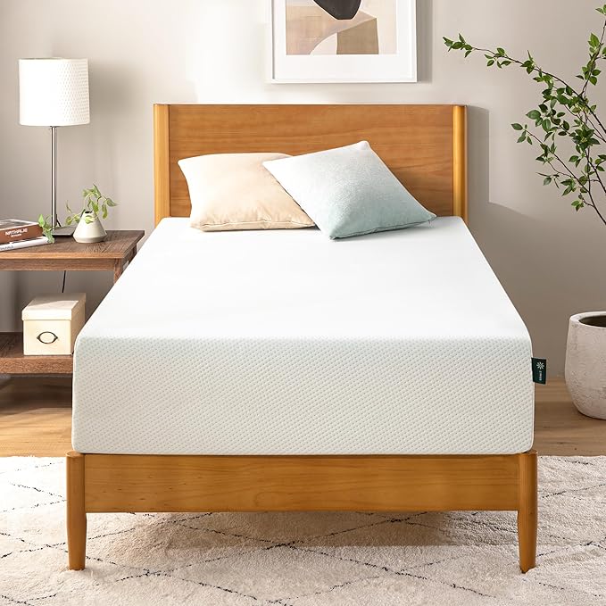 ZINUS 10 Inch Twin XL Green Tea Memory Foam Mattress [New Version], Fiberglass Free, Medium Firm Feel, Zoned Pressure Relief, Certified Safe Foams & Fabric, Mattress-in-a-Box