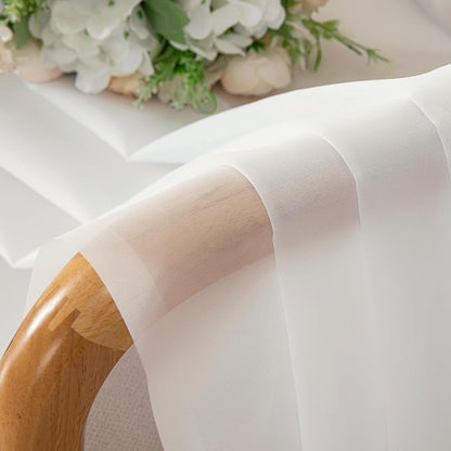 Aiyufeng Ivory Sheer Curtains 90 Inches Long, Light Filtering Rod Pocket Solid Color Window Sheer Curtain Panels, Elegant Curtains & Drapes for Living Room, Bedroom 2 Panels (Ivory, 59" W x 90" L)