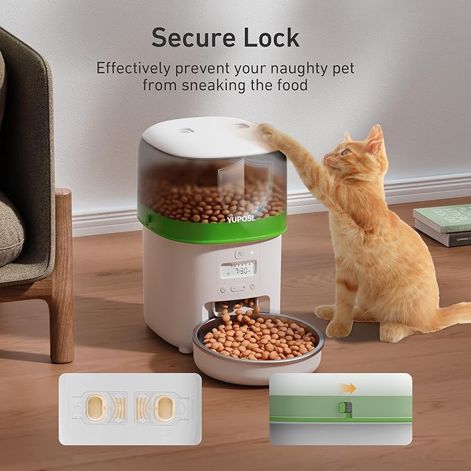 Automatic Cat Feeder - 2L Cat Food Dispenser, Timed Auto Pet Feeder with 180-day Battery Life, 1-6 Meals Per Day, 1-16 Portion, Desiccant Bag Keeps Dry Food Fresh, Also for Small Dogs-Mewly Pet