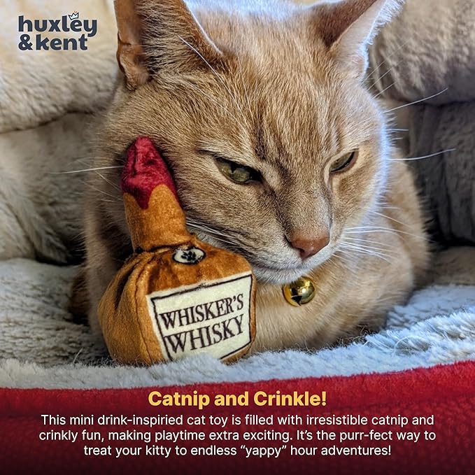 Huxley & Kent Plush Cat Toy - Interactive Catnip Toy for Cats & Kittens - Soft Kitty Toy with Crinkle & Catnip - Fun Indoor Play Toy - Whisker's Whiskey-Mewly Pet