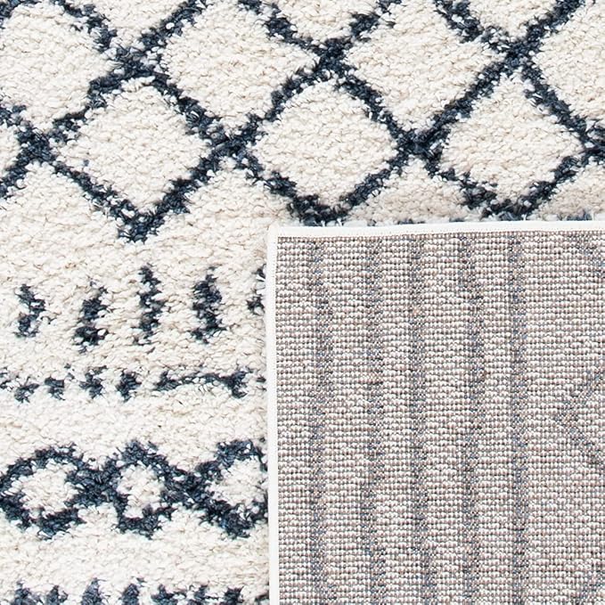 SAFAVIEH Arizona Shag Collection Area Rug - 6' x 8', Ivory & Slate, Non-Shedding & Easy Cleaning, Plush Thick Pile, Ideal for Living Room, Bedroom, Dining Space (ASG741M)