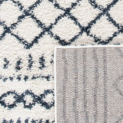 SAFAVIEH Arizona Shag Collection Area Rug - 9' x 12', Ivory & Slate, Moroccan Design, Non-Shedding & Easy Care, 1.6-inch Thick Ideal for High Traffic Areas in Living Room, Bedroom (ASG741M)
