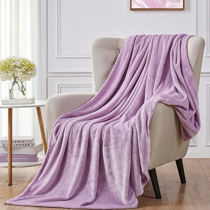 Walensee Fleece Blanket Plush Throw Fuzzy Lightweight (XL-Twin Size 66x90 Lilac) Super Soft Microfiber Flannel Blankets for Couch, Bed, Sofa Ultra Luxurious Warm and Cozy for All Seasons