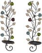 Wall Sconces Candle Holder Set of 2, Antique Leaf Branch Wall Mount Hanging Metal Candle Holder Candle Sconce for Living Room Dining Room