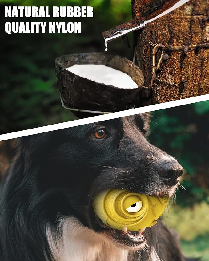 Giggle Ball for Dogs Owl Toys for Puppy Interactive Dog Toy Medium Large Dogs Natural Rubber Cute Hoot Fun Gift for Dog (Yellow Owl)-Mewly Pet