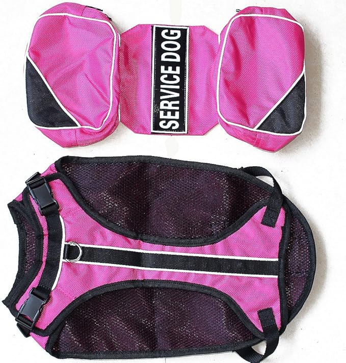 Serijoars Dog Vest Harnesses with Saddlebag Backpack for Camping & Travel - Reflective Hound Hiking Backpack Saddle Bag - Lightweight Vest Harness for Medium & Large Dogs (Hot Pink, S)-Mewly Pet