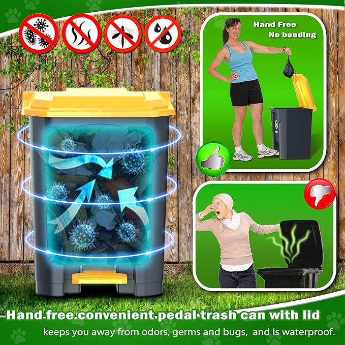 Outdoor Dog Poop Trash Can with Pooper Scooper & 60 Free Poop Bags -15 L/4 Gallon Dog Waste Trash Can Pet Waste Disposal Station with Inner Bucket - Metal Dog Pooper Scooper Great for All Sized Dogs-Mewly Pet