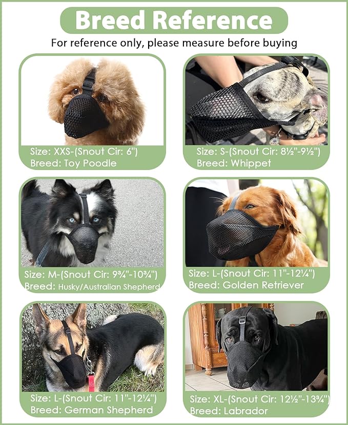 Mayerzon Dog Muzzle, Patented Soft Mesh Muzzle for Small Medium Large Dogs for Scavenging Biting Licking and Chewing, Allows to Pant and Drink (XXS, Black)-Mewly Pet