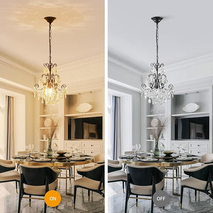 WUZUPS Crystal Chandelier 1-Light Pendant Ceiling Light Modern Lighting Fixture for Bedroom Hallway Bar Kitchen Bathroom, H 15.7" x W 13.8", E12 Base, Black
