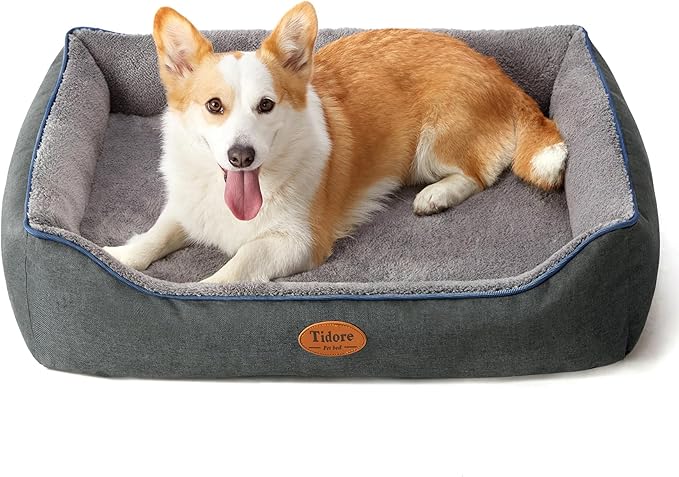 Orthopedic Dog Beds for Medium Dogs, Durable Egg Crate Foam Sofa Dog Bed wit Washable Removable Cover,Waterproof Lining,Pet Bed for Large Dogs (Dark Grey-Velvet, 31.5" L x 25.2" W x 7" Th)-Mewly Pet