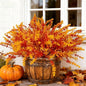 Geegoods 16 Bundles Artificial Fall Flowers Outdoor – Faux Lavender Flowers with Monkey Grass UV Resistant Plastic Faux Plants for Halloween Front Door Porch Patio Yard Balcony Decor, Orange Color
