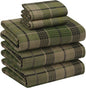 RUVANTI Flannel Sheets Split King Size - 100% Cotton Brushed Split King Bed Sheets Set, Deep Pockets 16 Inches, All Seasons Breathable & Extra Soft, Warm & Cozy, 5 Piece, DNA Plaid