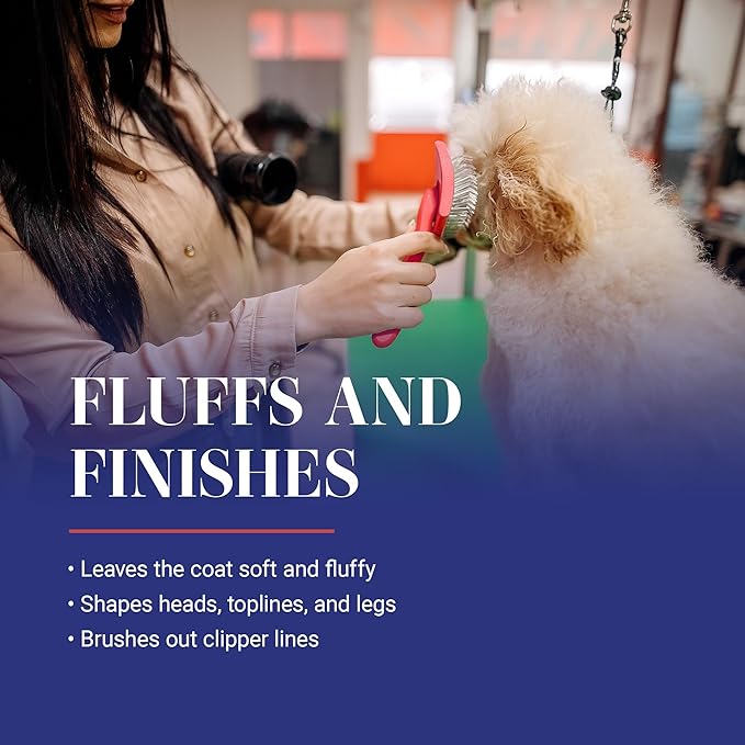 Chris Christensen Baby G Dog Slicker Brush for Dogs (Goldendoodles, Labradoodles, Poodles), Groom Like a Professional, Fluff Detangle Style, Saves Time Energy, Coral, Small-Mewly Pet