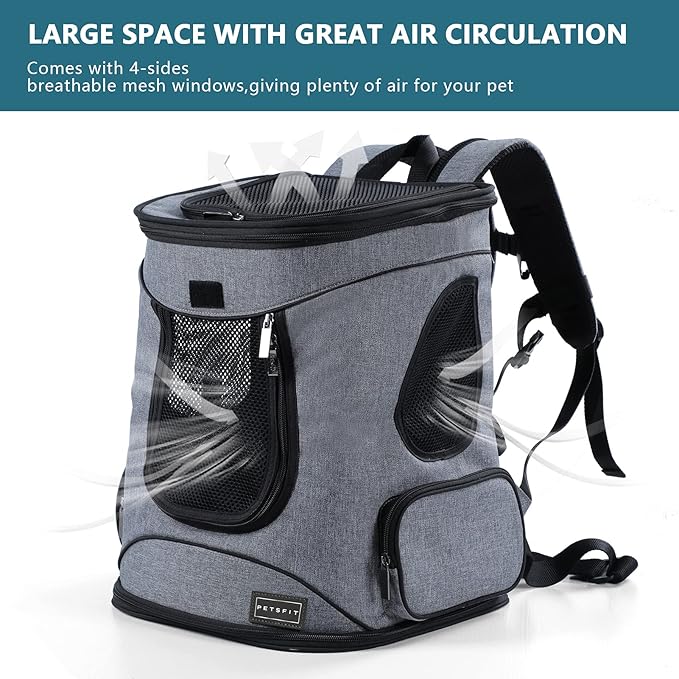 Petsfit Pet Backpack Carrier with Upgrade Waist Cushion Design to Better Fit The Waist, Suitable for Small and Medium Cats, and Rabbits up to 18 Pounds-Mewly Pet