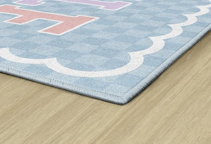 Flagship Carpets Schoolgirl Style Sprinkle Kindness Educational Area Rug for Kids Room Seating Décor, Children's Classroom, Play Carpet for Teaching and Playroom, 7'6" x 12', Blue