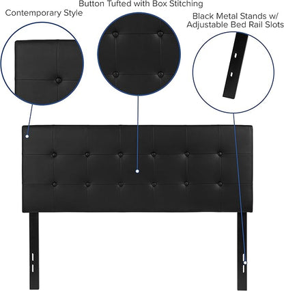 Flash Furniture Lennox Tufted Upholstered Full Size Headboard in Black Vinyl