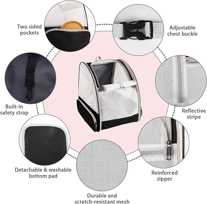 Cat Backpack Carrier,Pet Carrier Airline Approved for Small Dog Cat Puppy Kitten Bunny,Ventilated Mesh Design Animal Backpack for Hiking Camping Travel Bag (Black)-Mewly Pet