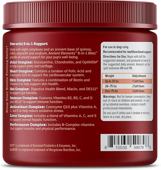 Zesty Paws Dog Multivitamin, Chewable Dog Vitamins and Supplements for Hip & Joints, Skin & Coat, Omega 3 Fish Oil for Dogs- Senior & Puppy Multivitamin - Bison- 90ct-Mewly Pet