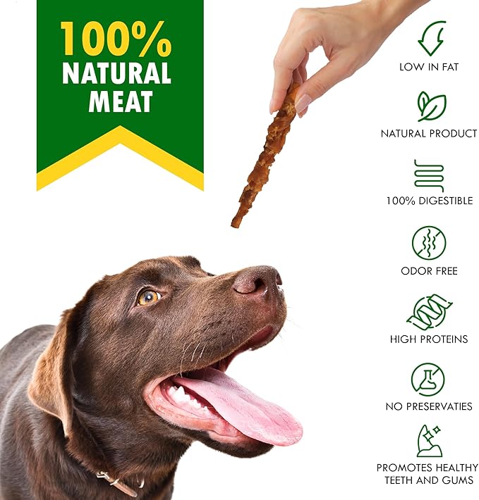 Dog Treats Rawhide Sticks Wrapped with Chicken 11 oz Pet Natural Chew Treats - Grain Free Meat & Human Grade Dried Snacks - Best for Small & Large Dogs (10.6 Ounce (Pack of 1), Smoked Chicken)-Mewly Pet