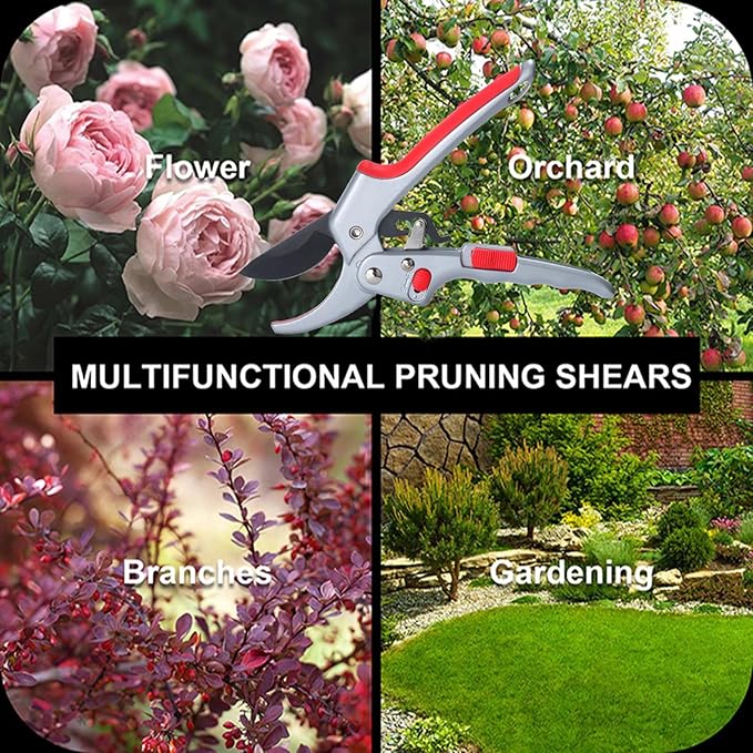 Garden clippers, premium Germany pruners, Work 3 times easier, professional ratchet pruning shears, cutting rose, flower, hedge, stem, tree, Sharp gardening scissors, Arthritis weak hand snips-Mewly Pet