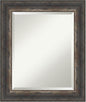 Amanti Art Brown Bathroom Mirror for Over Sink, 25x21 Bark Rustic Char Rectangle Vanity Mirror, Small Country Rustic Frame, Hangs Horizonally and Vertically, Bathroom Wall Decor, Beveled Edge