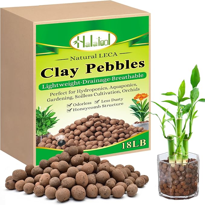 Halatool 18LB Hydroton Clay Pebbles for Plants 4mm-16mm Lightweight Hydro Leca Balls for Potted Plants Hydroponics Gardening Orchids Drainage Decoration Aquaponics Aquariums-Mewly Pet