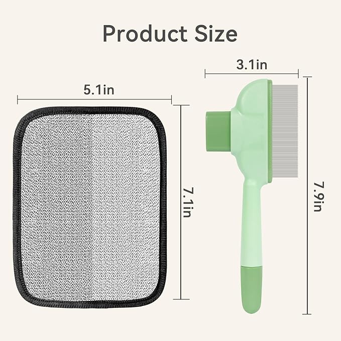 Pet Hair Removal Kit – Static Hair Removal Glove & Shedding Comb for Cats & Dogs, Removes Hair from Clothing, Furniture, Carpets & Bedding, Tackles Tangles, Fleas & Dander-Mewly Pet