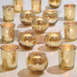 DEVI 24pcs Assorted Gold Votive Candle Holders, Mercury Glass Candle Holder, Diwali Decorations, Gold Wedding Centerpieces for Tables, Gold Bridal Shower PartyTable Decorations