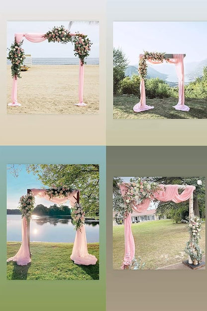Socomi Wedding Arch Draping Fabric 2 Panels 29" x 19Ft Blush Pink Sheer Chiffon Curtain Drapes 6 Yards for Wedding Ceremony Birthday Party Decoration