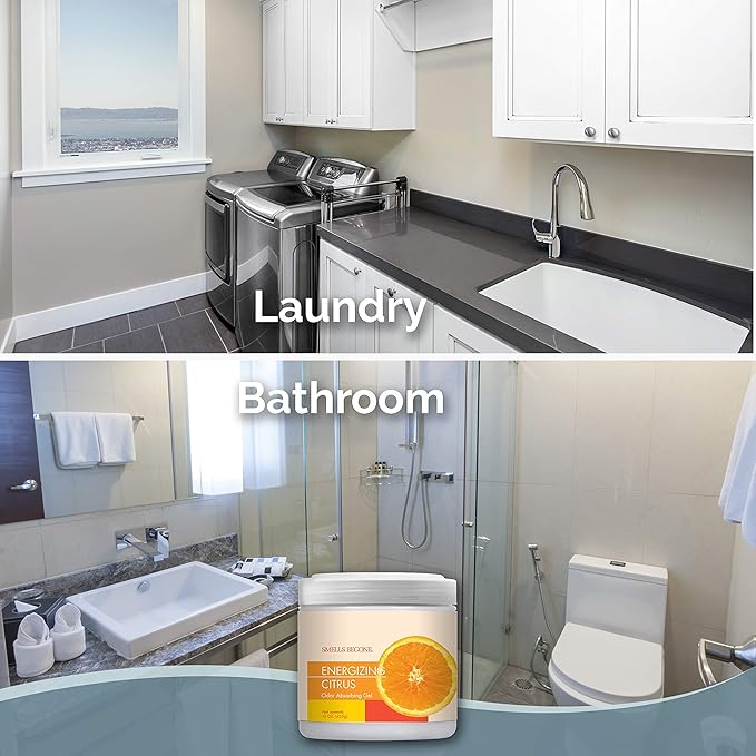 SMELLS BEGONE Air Freshener Odor Absorber Gel - 15 oz, Pack of 2 - Absorbs and Eliminates Odor in Pet Areas, Bathrooms, Cars, & Boats - Made with Essential Oils - Energizing Citrus Scent-Mewly Pet