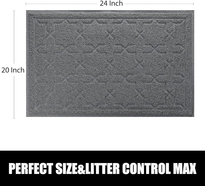 Yimobra Cat Litter Mat, 24"x20" Litter Mat with Litter Lock Mesh, Soft Cat Litter Mat Litter Trapping Mat, Easy to Clean, Non-Slip, Water Resistant, Litter Free Floors, Dark Grey-Mewly Pet