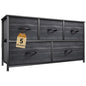DWVO Dresser with 5 Drawers - Fabric Storage Tower, Organizer Unit for Bedroom, Living Room, Closets - Sturdy Steel Frame, Wooden Top