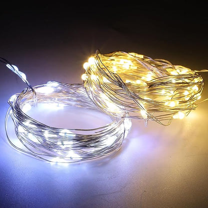 WATERGLIDE 12 Pack Fairy Lights Battery Operated (Included), 7 ft 20 LED Mini String Lights, Waterproof Silver Wire Firefly Starry Light for DIY Wedding Christmas Party Decor, 6 Warm White & 6 White