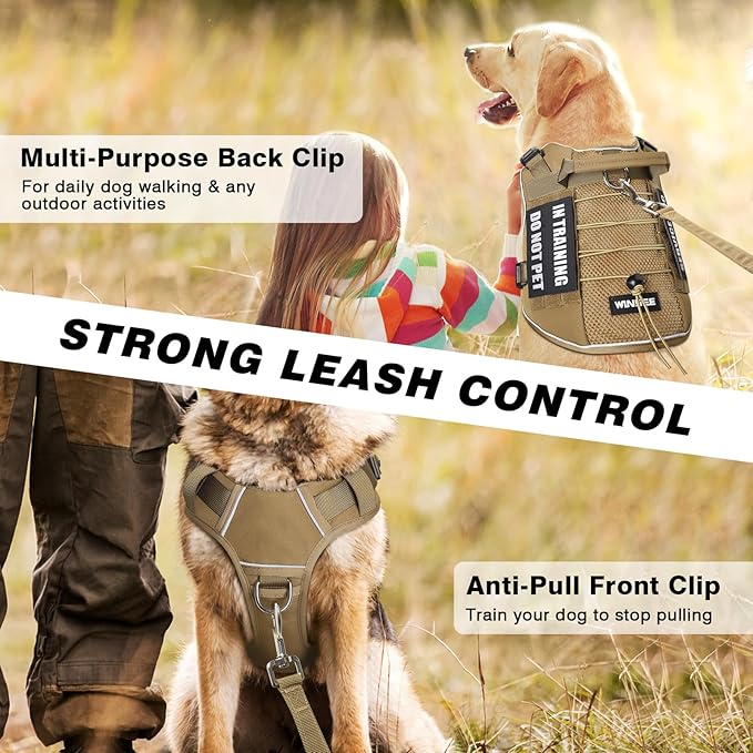 WINSEE Service Dog in Training Mesh Harness with 10 Pet Patches, Soft Air Mesh Breathable Tactical Dog Molle Vest, Reflective Military Pet Vest for Walking Hiking for Small Dogs-Mewly Pet