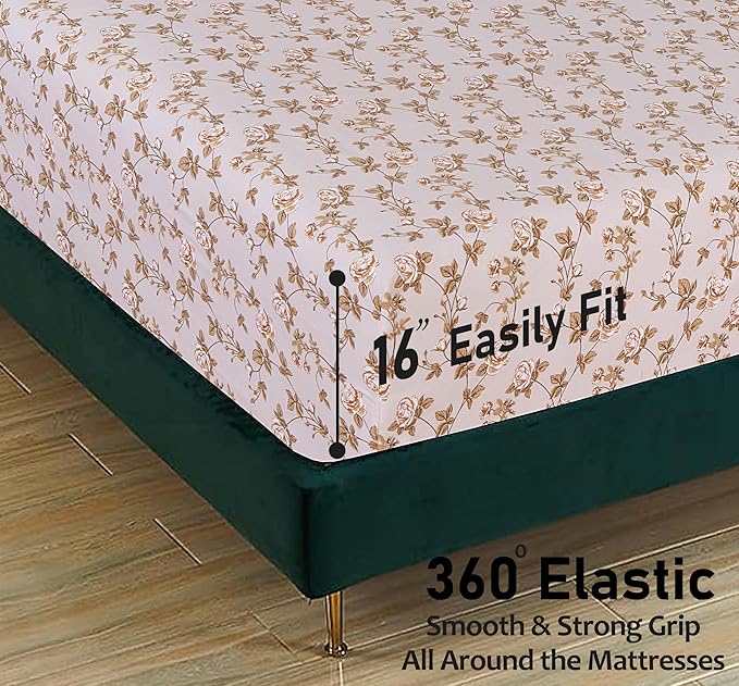 RUVANTI Flannel Sheets King Size - 100% Cotton Brushed King Size Sheets Set - Deep Pockets 16 Inches Bed Sheets - All Seasons Breathable & Extra Soft - Warm & Cozy, 4 Piece, Dazzale
