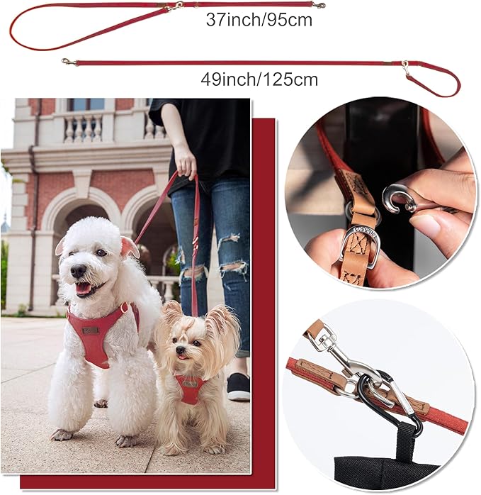 Puppytie No Pull Small Dog Harness with Multifunction Dog Leash,Lightweight Soft Adjustable No Choke Escape Proof Pet Harness Vest Pet Harness Vest,red Hawthorn,S-Mewly Pet