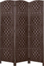 Rose Home Fashion 6 ft Tall Room Divider, Room Dividers and Folding Privacy Screens, 15.7in Privacy Screen 3 Panel Partition Temporary Wall Separation for Private, Brown