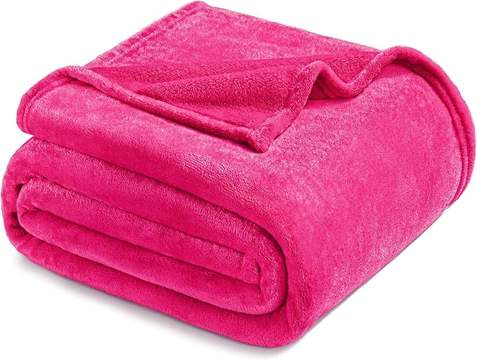 Exclusivo Mezcla Fleece Blanket Twin Size for Bed, Super Soft and Warm, All Season Use, Cozy, Plush, Lightweight, 60x80 Inches Hot Pink