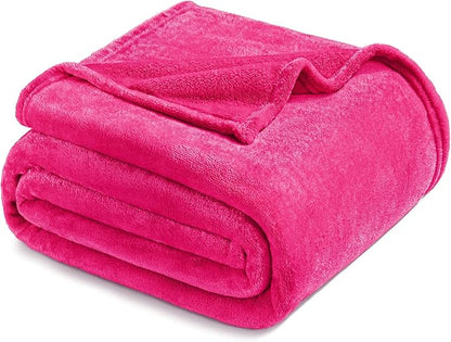 Exclusivo Mezcla Fleece Blanket Twin Size for Bed, Super Soft and Warm, All Season Use, Cozy, Plush, Lightweight, 60x80 Inches Hot Pink