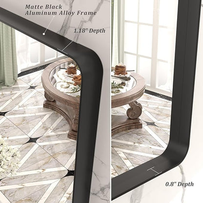 44x36 Inch Black Metal Framed Bathrrom Mirror for Wall, Black Matte Rounded Rectangle Bathroom Vanity Mirror, Anti-Rust, Tempered Glass, Hangs Horizontally or Vertically
