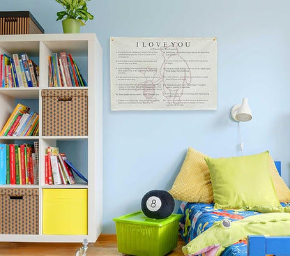 I love You Rectangular Canvas Banner-Boho Flag Wall Decor for Boy Girl Kids Friends,Nursery Baby Room Above Crib Bedroom Living Room Office-Kids Growth Stuff-Baby Shower Birthday Christmas Gift