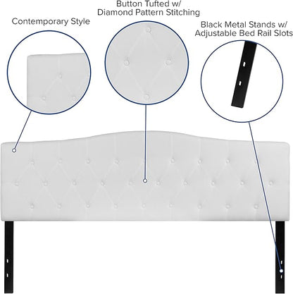 Flash Furniture Cambridge Tufted Upholstered King Size Headboard in White Fabric