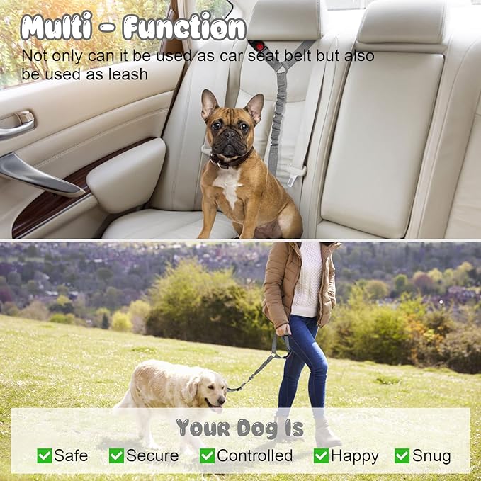 BWOGUE 2 Packs Dog Cat Safety Seat Belt Strap Car Headrest Restraint Adjustable Nylon Fabric Dog Restraints Vehicle Seatbelts Harness-Mewly Pet