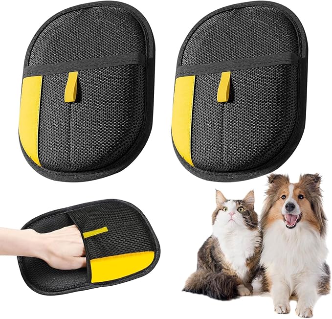 Pet Hair Remover Glove for Cats & Dogs, Electrostatic Pet Hair Removal Gloves, 2PC Upgrade Reusable Pet Hair Remover Glove, for Furniture, Carpet, Car Seat, Pet Grooming-Mewly Pet