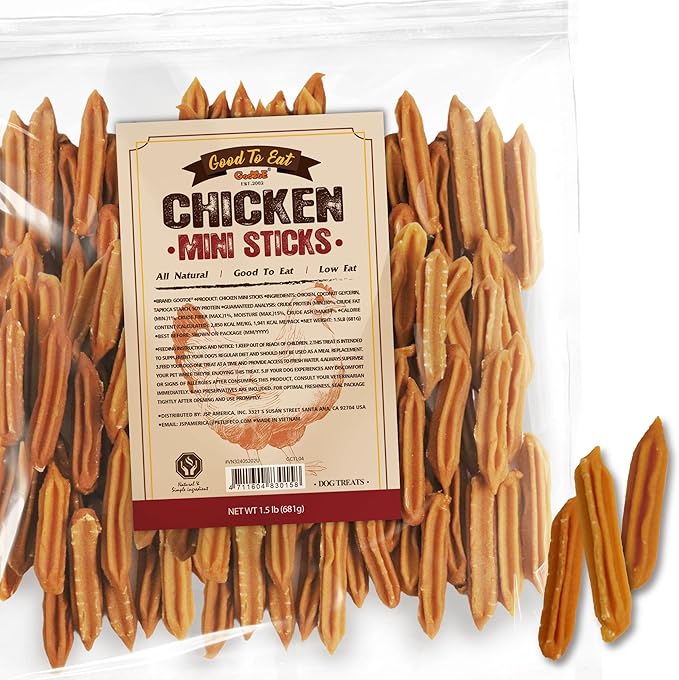 Gootoe Chicken Dog Treats – Chicken Sticks (Mini) 1.5 lb – All Natural, Grain-Free, Low Fat, Premium Training Chews, Healthy & Easily Digestible-Mewly Pet